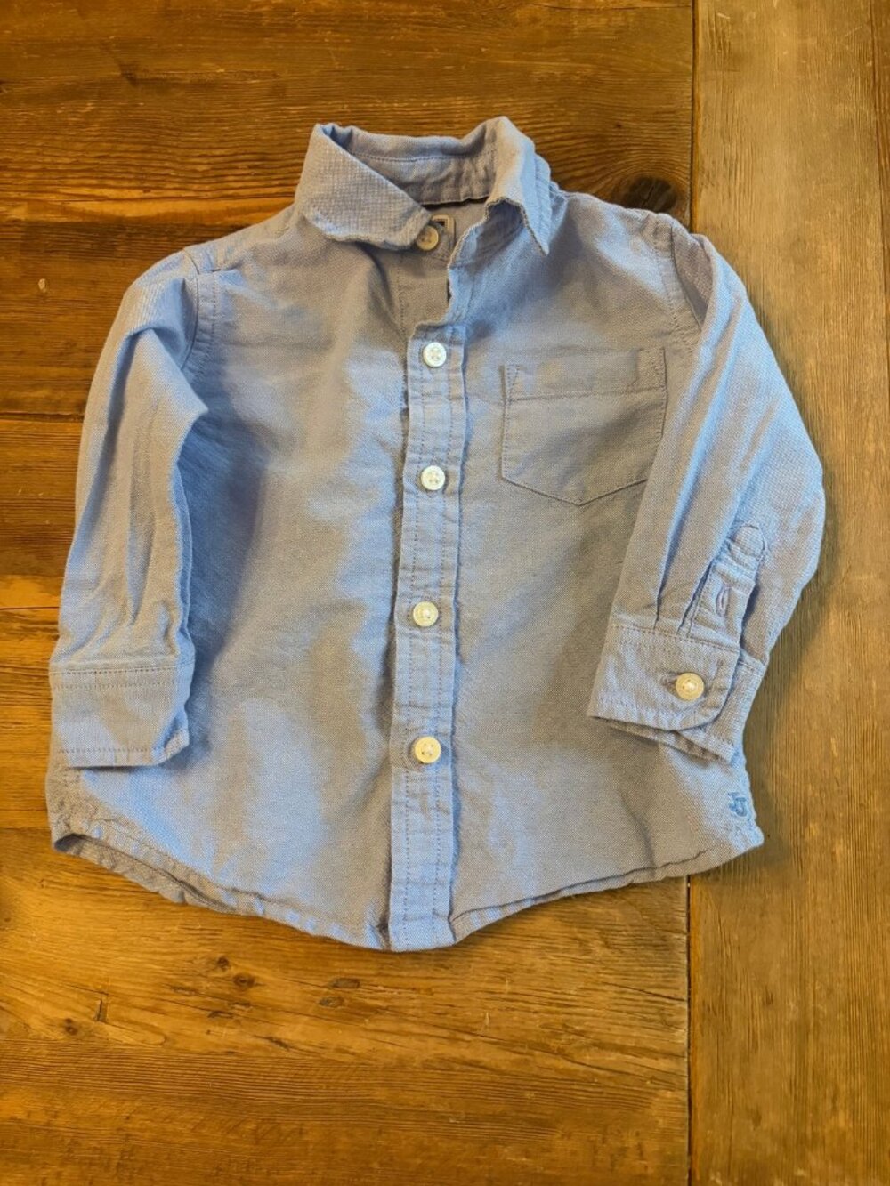 Janie and Jack Baby Boys 6-12M Light Blue Oxford Button Down Shirt